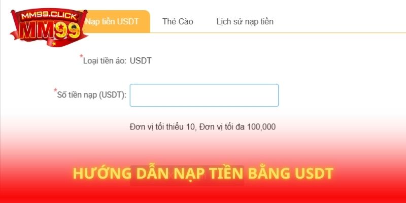Hướng dẫn nạp tiền bằng USDT